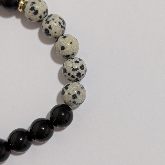NATURAL ONYX/DALMATIAN JASPER BRACELET - Picture 4 of 4